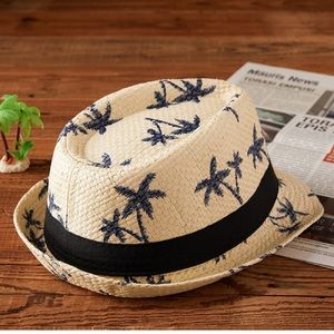 Children Unisex Fashion Coconut Tree Crimping Straw Hat